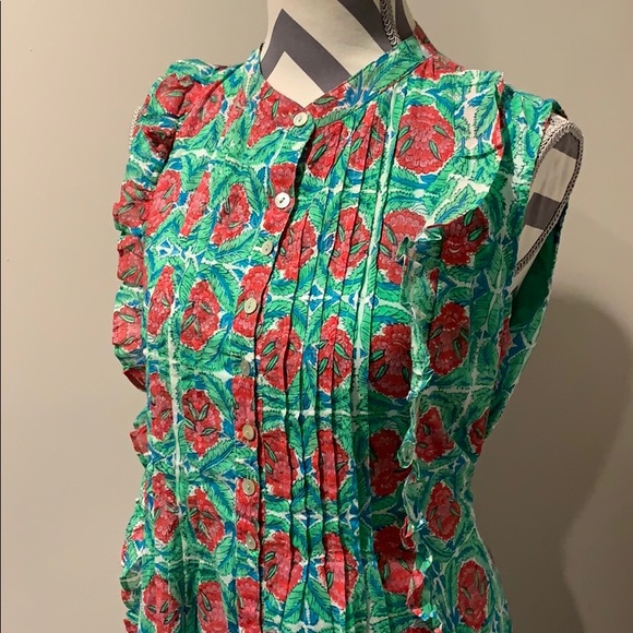 Banjanan Green Floral Sleeveless Maxi Dress Large - Picture 3 of 8